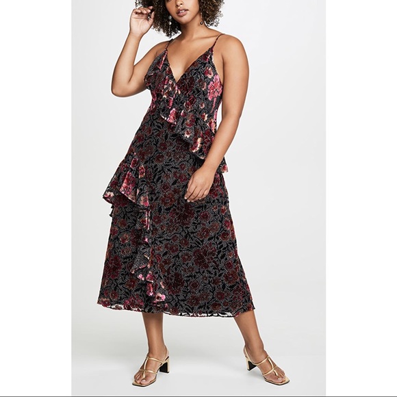 Jill Jill Stuart Velvet Devore Floral Midi Dress - Picture 12 of 12